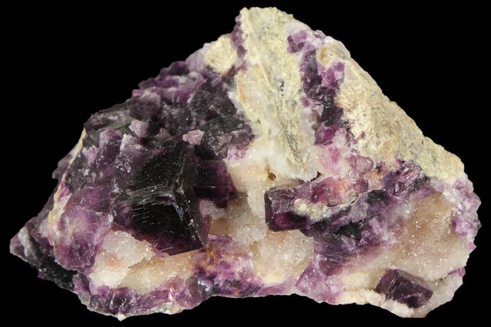 Dark Purple Cubic Fluorite on Quartz - China #94306